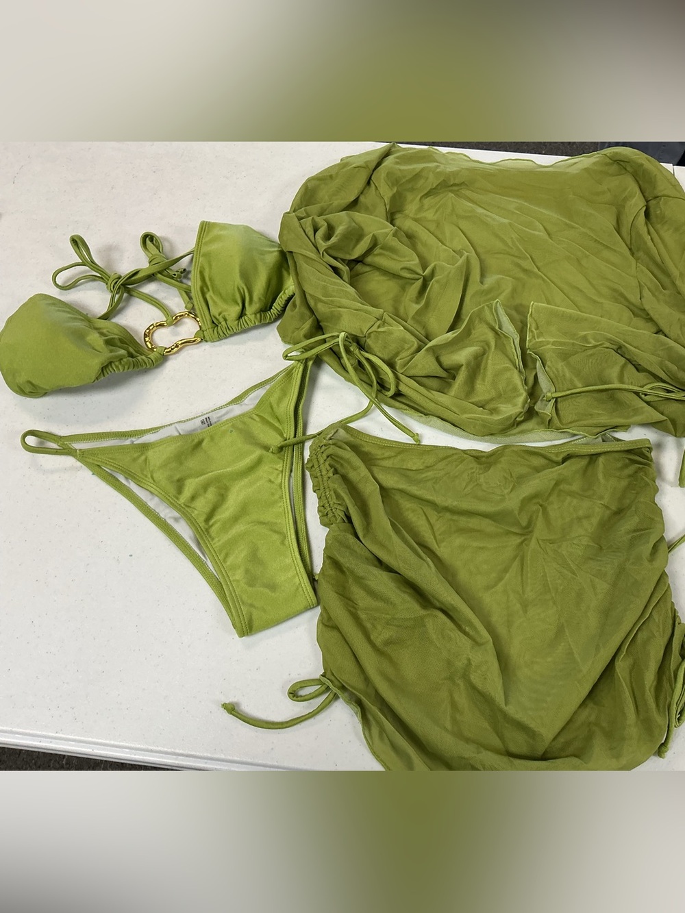 SHEIN olive green  4 piece swim set medium